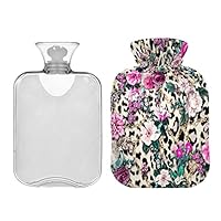 Tarity Elegant Floral Leopard Classic Hot Water Bottle with Cover, BPA Free PVC 1L Small Hot Water Bag for Pain Relief Menstrual Cramp Sore Muscles Hot and Cold Compress Therapy 918816716X Book Cover