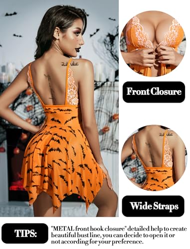 Image of Avidlove Women Lace Lingerie Front Closure Babydoll V Neck Nightwear Sexy Chemise Nightie