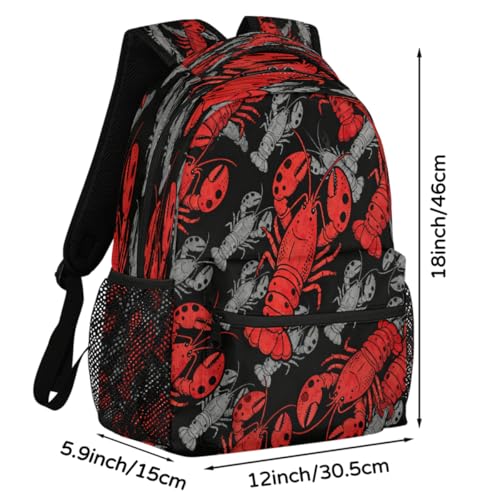 Mochila escolar de viaje con estampado de langostas para jóvenes 2