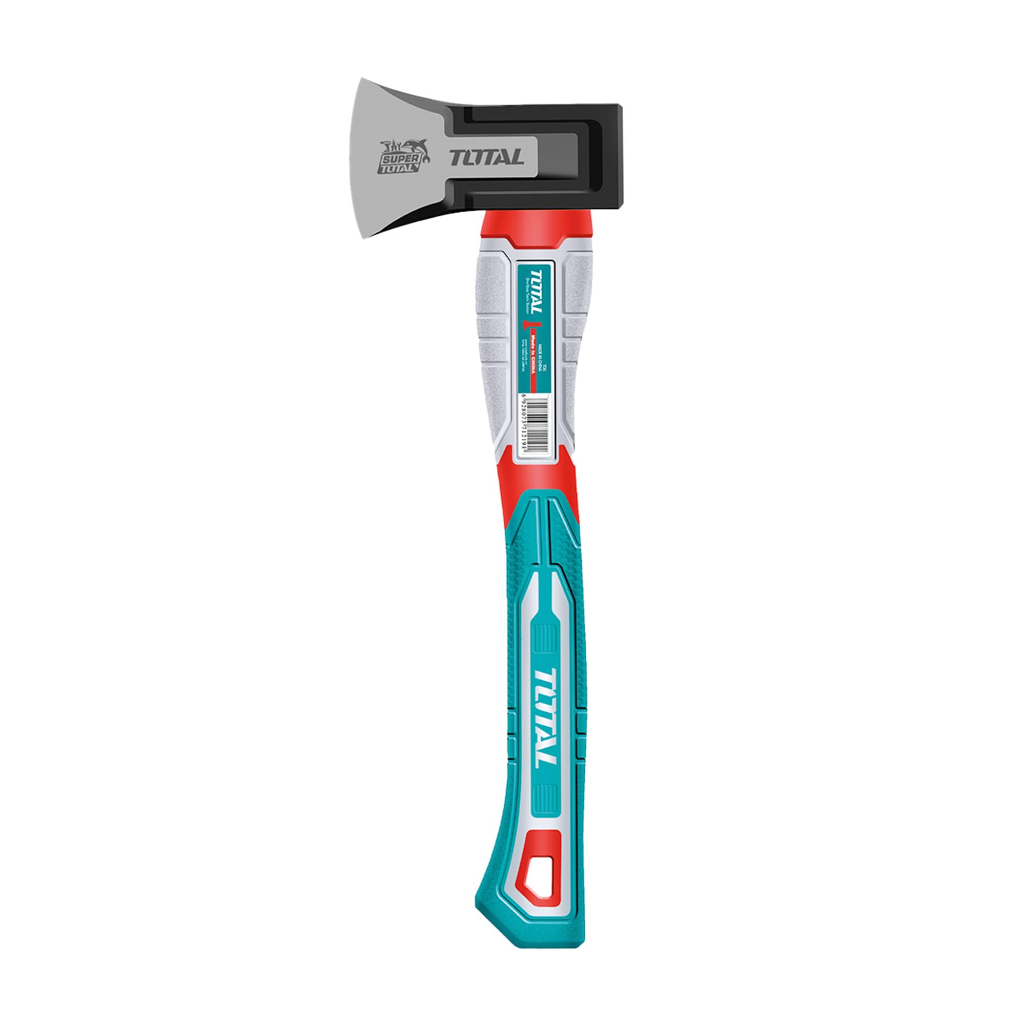 TOTAL - Hache avec Manche en Fibre, Lame en Acier au Carbone, Prise en Main Confortable et Coupe précise, pour Bricolage, Camping et Jardinage, Poids : 600 g