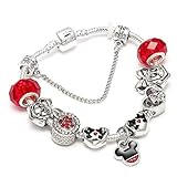 MIADEAL Mickey & Minnie Mouse Theme Charms Bracelet, Pandora Compatible DIY Jewelry