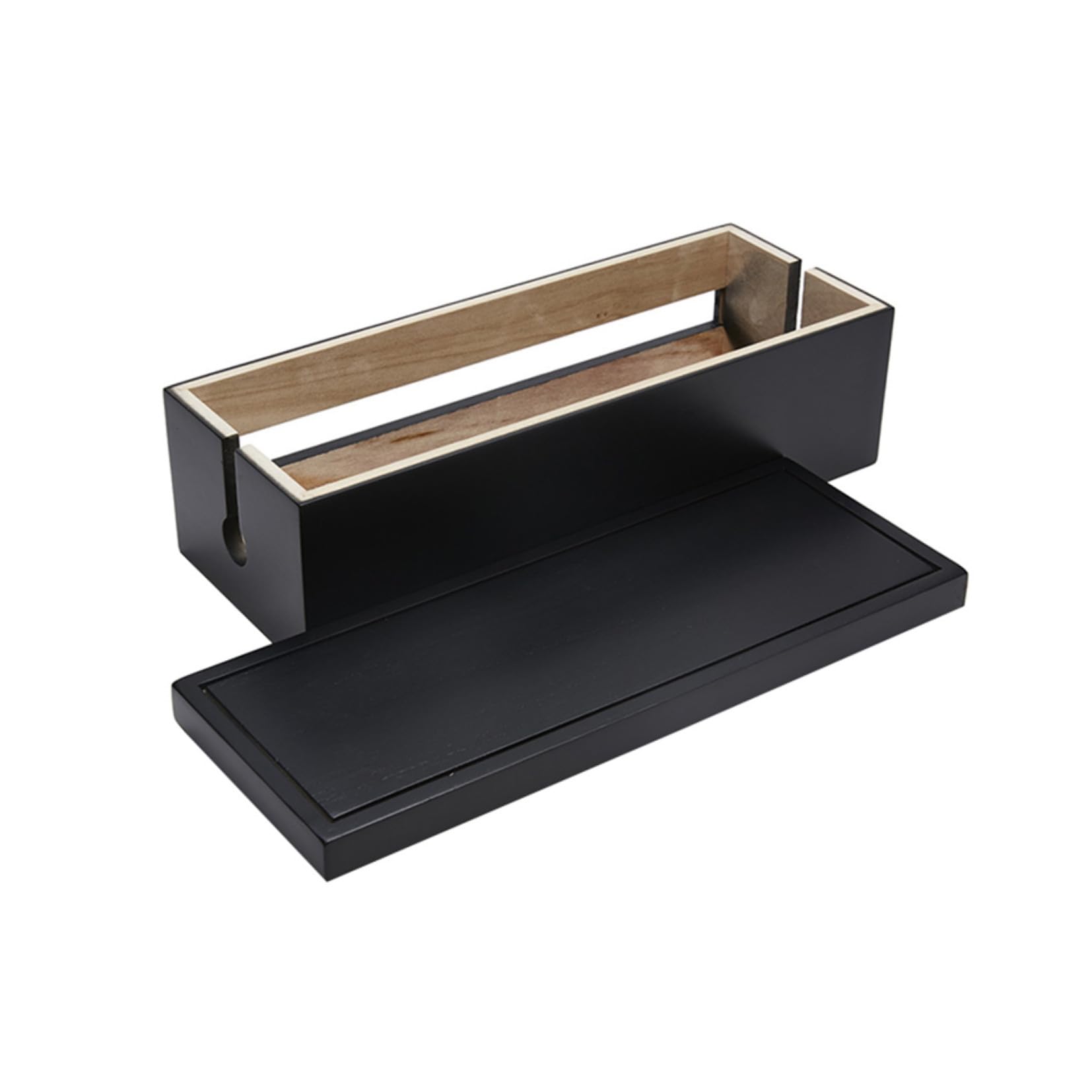 Caja de Enchufes Grande de Madera Negra para Orden de Cables