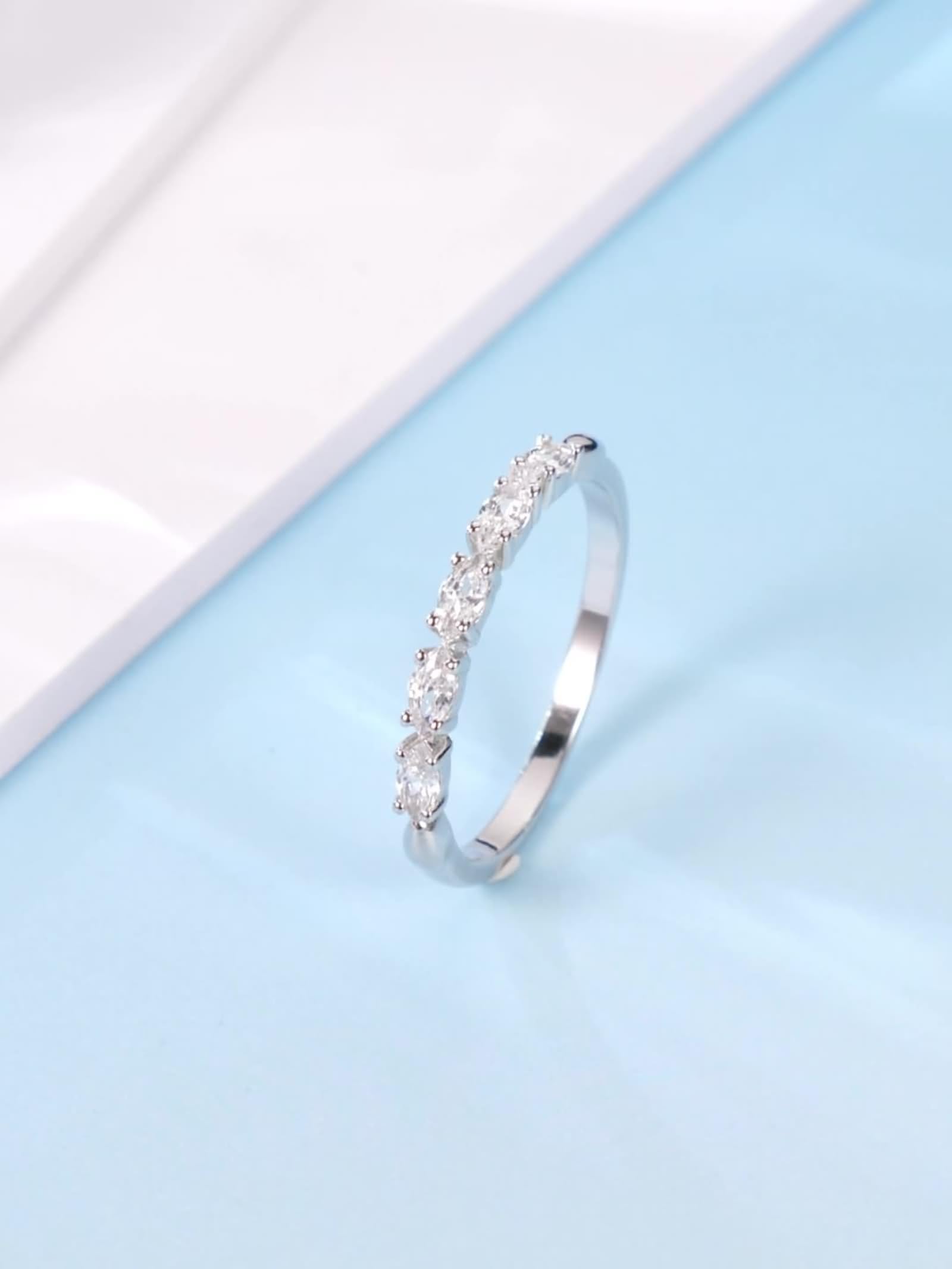 Anillos de compromiso para mujer, de plata, con diamantes sintéticos, platino 950, talla 45 (14.3)