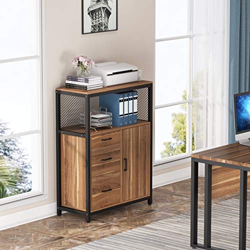 Tribesigns 3 Drawers File Cabinet With Open Shelves, Large Lateral Filing Cabinet With Letter Size Drawer, Printer Stand Storage Cabinet For Home Ofiice Organizer #TOP3