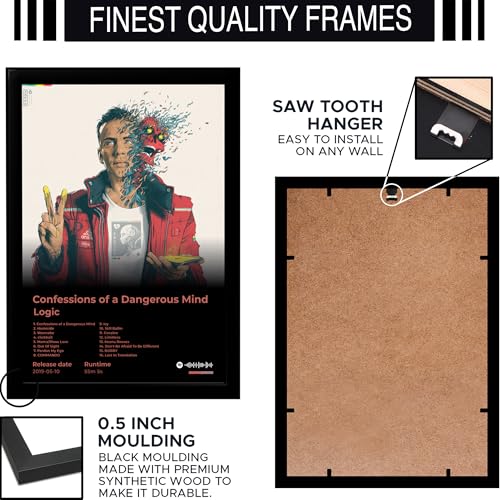 Image of BLINKART logic - Confessions of a Dangerous Mind Wall Photo Frames | Wall Art for Bedroom, Living Room, Studio or Office | Album Cover Print with Spotify Song Link QR Code | Gift for Fans - 8x12 In