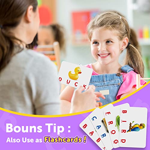 Educational Games for Kids Ages 3-8, Matching Letter Game for Kids Toys for 3-8 Year Olds Boys Girls Birthday Gifts for 3-8 Year Olds Girls Boys Preschool Kindergarten Educational Spelling Toys Purple — view 4