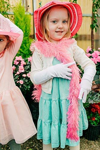 Girls Tea Party Dress Up Hat with Faux Pearl Necklace Boa and White Gloves3
