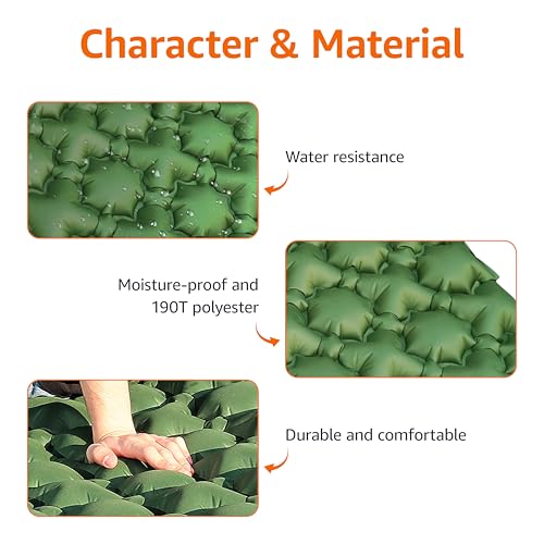 Amazon Basics Camping Sleeping Pad with Quick-Inflate Foot Pump, Water Resistant, Ultralight, Olive Green by Amazon Basics - Image 3