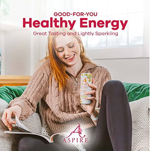 Aspire Healthy Energy Drink With Natural Caffeine - No Calories, Sugar And Carbs | Vitamins B, C, & Biotin | No Preservatives, Gluten Free | Suitable For Vegan, Kosher, Keto-Friendly |12 Oz Can, Mango Lemonade - 12 Fl Oz (Pack Of 24) #TOP6