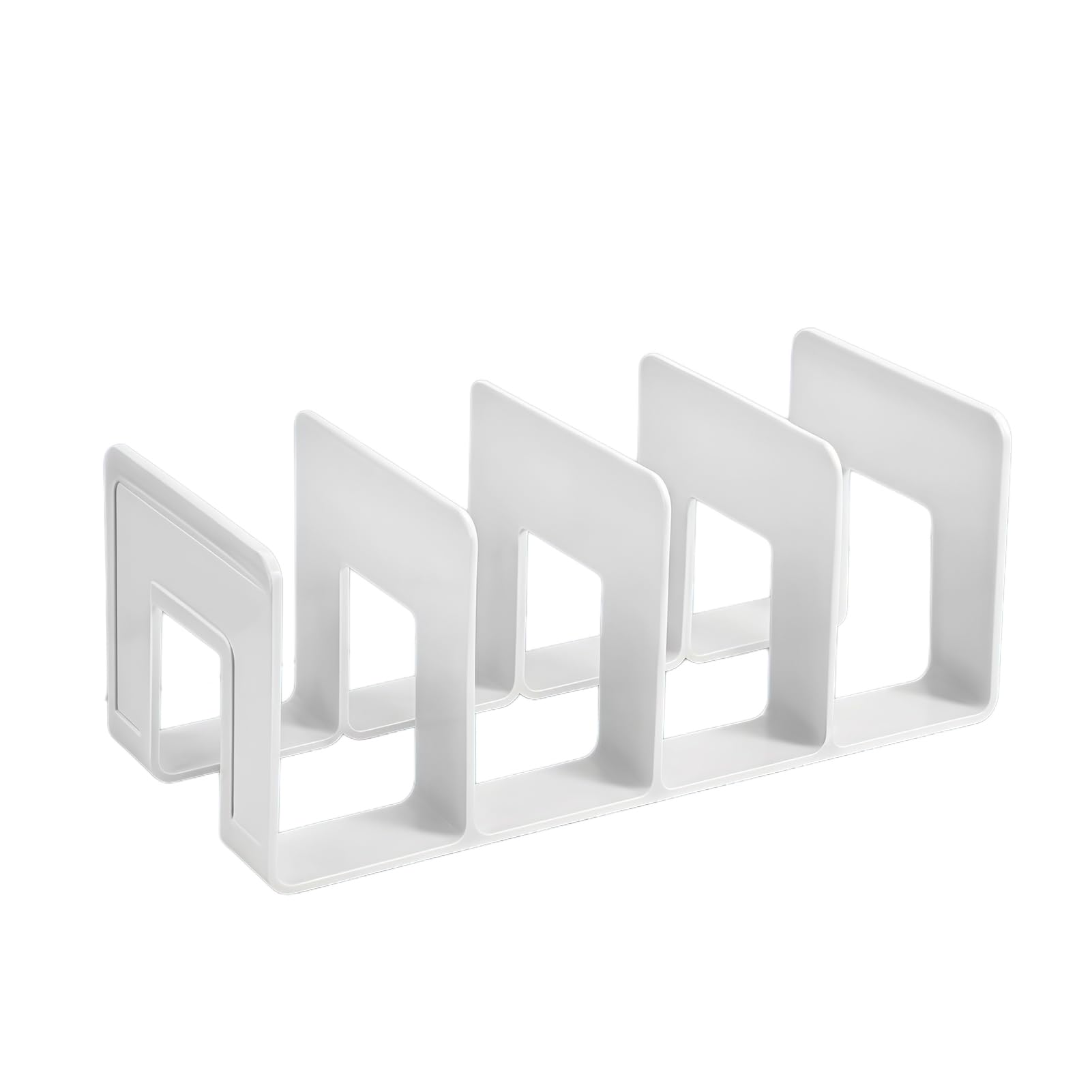 Glifora Acrylic Bookends - with Four-Compartment Dividers, Bookend for Horizontal and Vertical Use, Durable Acrylic Desktop Organiser for Office and Home