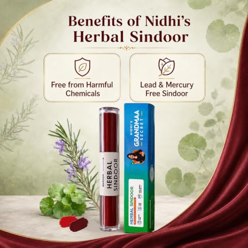 Image of NIDHI'S GRANDMAA SECRET Herbal Sindoor with Rosemary & Curcumin Extracts | Reduces Scalp Itchiness & Irritation | Mercury & Lead-Free | Smudge Proof Dual Liquid Sindoor Red & Maroon | 5mL