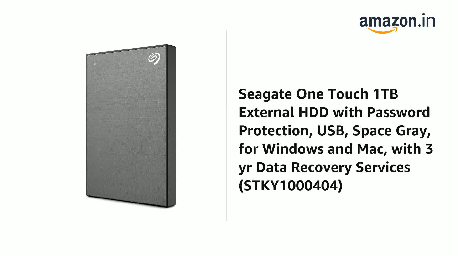 SEAGATE 1.0 TB HDD   外付けHDD Seagate One Touch 1TB External HDD with Password Protection