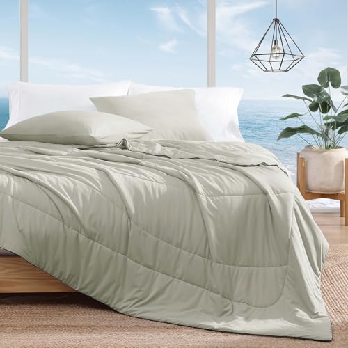 Monbix ChillChilla Cooling Comforter Queen Size-3 Pieces Cooling Blankets for Hot Sleepers and Night Sweats, Double-Sided Summer Queen Comforter Set, Breathable Lightweight Blanket Grey