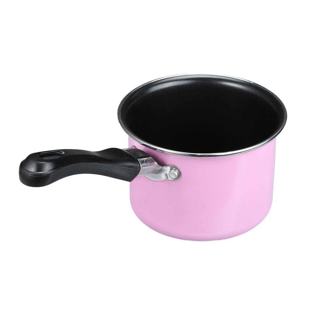 XMM Nonstick Pot, Small Sauce Pan Portable Soup Pot Cooking Tool Non-Stick Milk Pot Mini Sauce Pan Stockpot 11Cm (Two-Color Optional),Pink