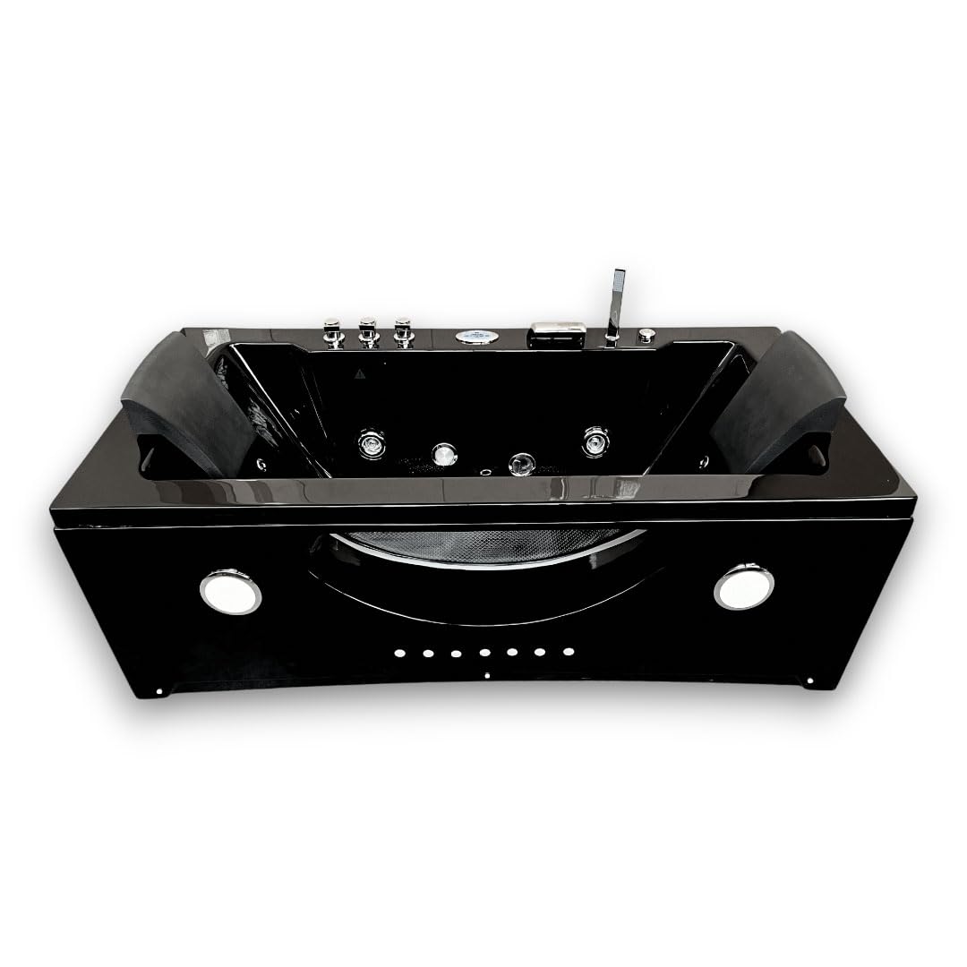 VASCA BAGNO IDROMASSAGGIO NERA MODELLO HYPNOTIC 180 X 90 CM CROMOTERAPIA SPA 2 PERS NUOVA