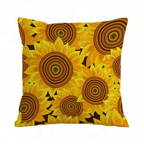 ERRTU Fundas de Cojín 45x45 cm,Patrón sin Costuras con Girasoles Dorados. Vector,Funda de Almohada del Sofá Throw Cojín Decoración Almohada Funda de Sala de Estar Sofás