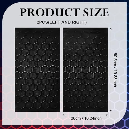 Image of Blueshyhall 2PCS Car B-Pillar Vinyl Decals, Black Honeycomb Personalized Vehicle Door Pillar Sticker, HD Printed PET Waterproof Sun Protection Scratch Cover