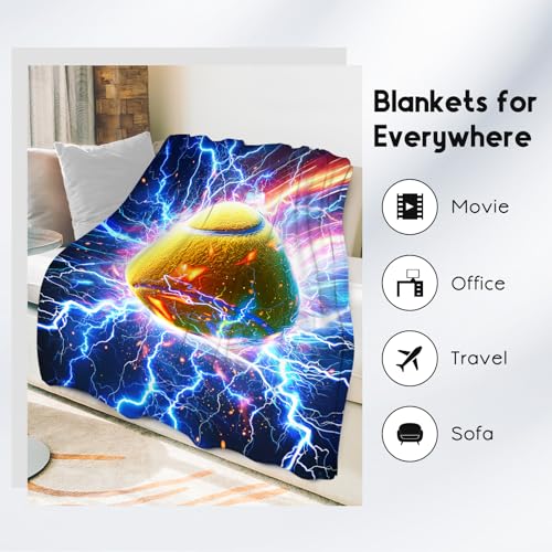 Kids Blanket for Boys Tennis Blanket Gifts - 50" x 60" Soft Fleece Throw with Lightning Design