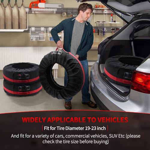 Image of 4PCS Tire Cover, Seasonal Tire Totes,Polyester Wheel Tires Storage Bags