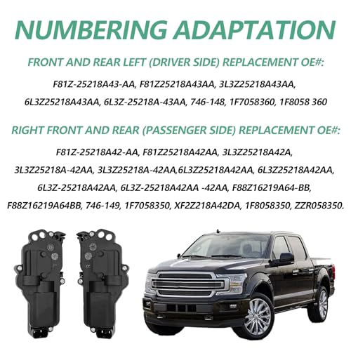 Image of Power Door Lock Actuator Left and Right Side Replacement Compatible with Ford F150 F250 F350 F450 Excursion Expedition Mustang & More, Door Lock Actuator Replaces# 6L3Z25218A43AA, 6L3Z25218A42AA