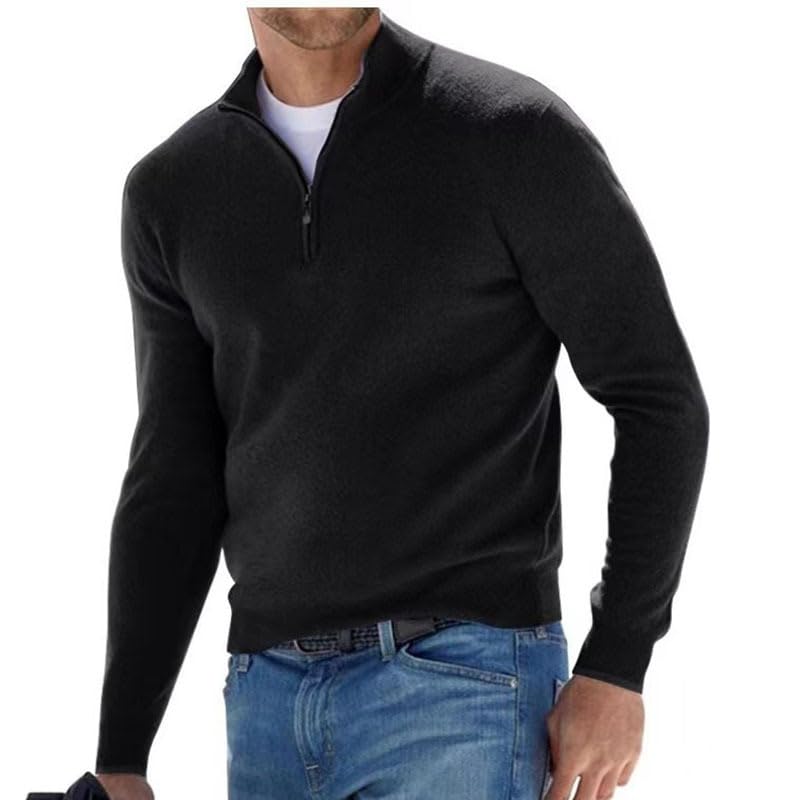 M&F EVENMINE Men's Quarter Zip Sweater Long Sleeve Casual Mock Neck Pullover Knit Polo Sweater