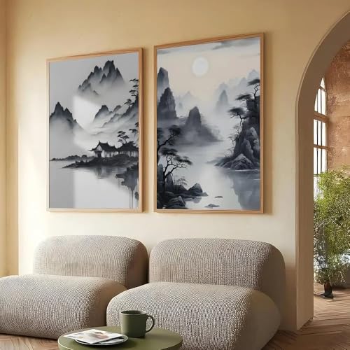 Impression sur toile paysage simple GOSRD 70x100 cm lot de 2 affiches
