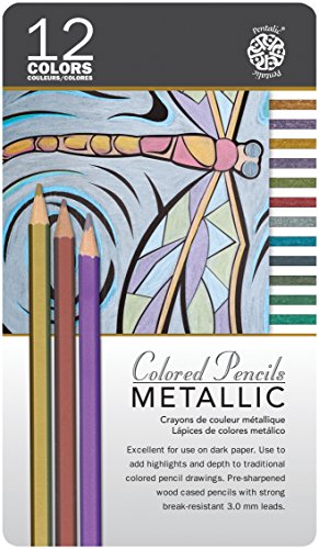 Pentalic Metallic Colored Pencil Tin Set, 12pc
