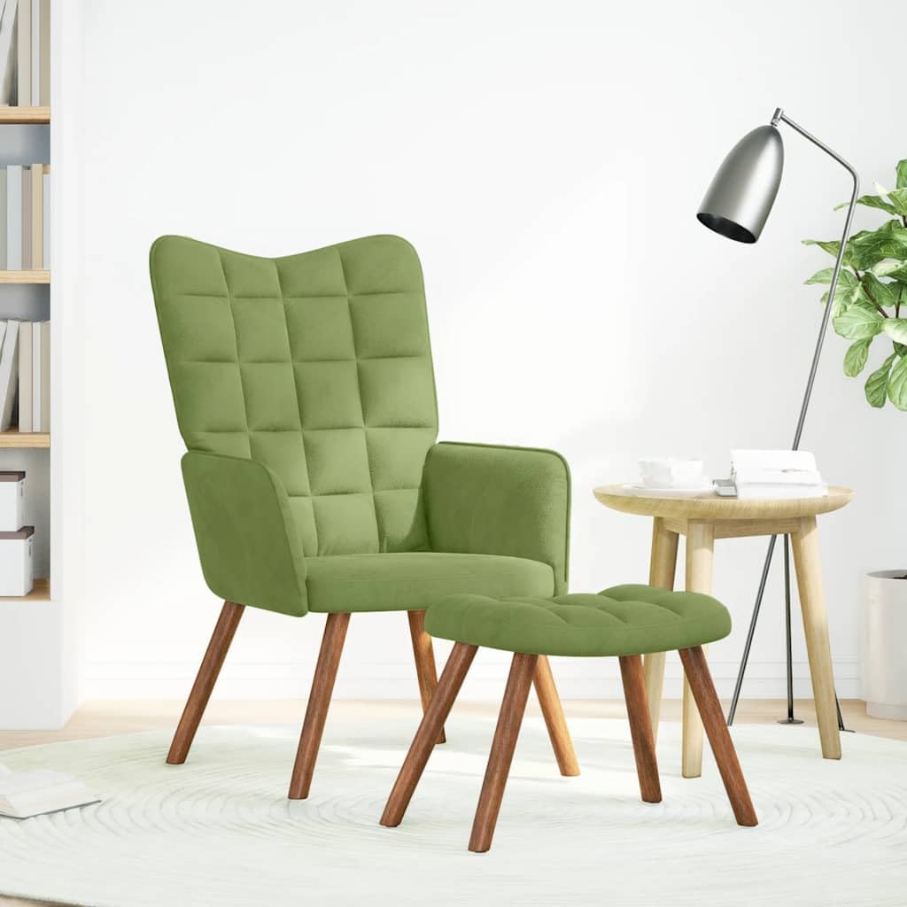 Fauteuil de relaxation en velours moelleux et repose-pieds ergonomique