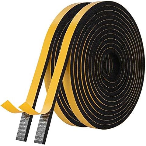 Weather Stripping Door Seal Strip,High Density Foam Tape,Doors and Windows Insulation Soundproofing Weatherproof,Self Adhesive Rubber Weatherstrip Door Seal Strip (1/2''W X 1/4''T X 26'L) Cover