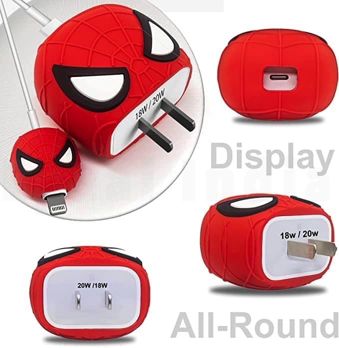 Image of J'TTON Case Cover for 18W /20W iPhone Adapter & USB-C Cable | Cute 3D Cartoon Character (Red Sp Man)