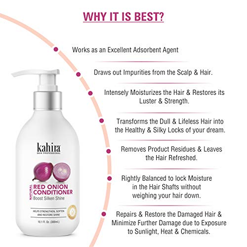 Image of Natural Red Onion Conditioner | Boosts Silken Shine | Strengthens, Softens & Restores Shine | Dermatologically Tested | 300ml (10.1 Fl. Oz.)
