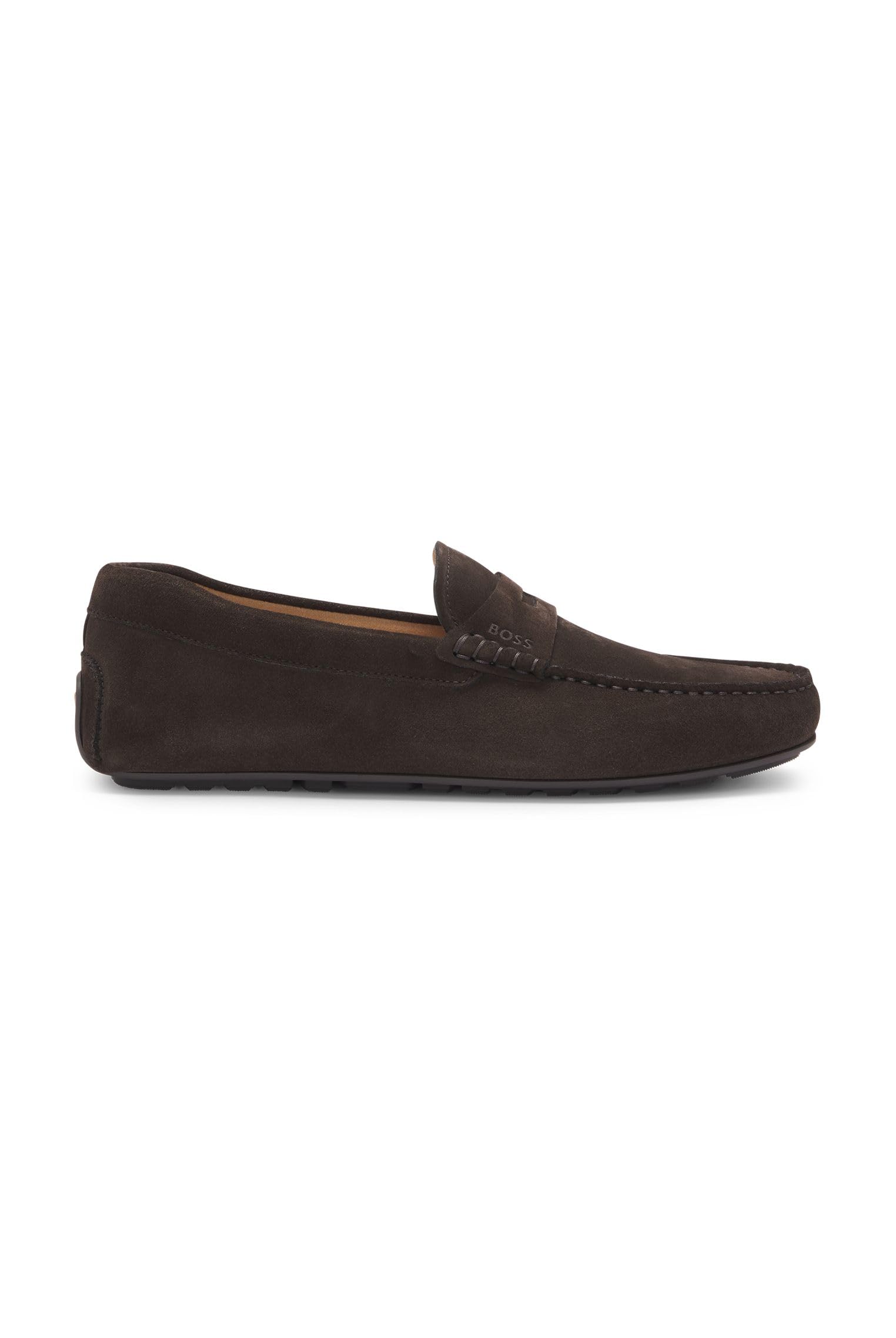 BOSS Mens Noel Mocc Suede Moccasins with Penny Trim Size 11