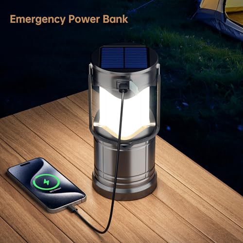 image for Lichamp 4-Pack Solar Camping Lantern, USB Rechargeable LED Lanterns Ba