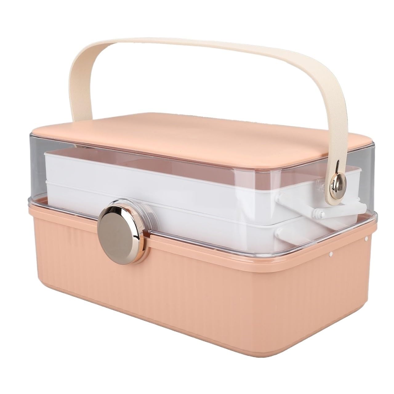 Kosmetik Aufbewahrungsbox Kunststoff Make-Up Lagerung Box Staubdicht Kosmetik Lagerung Box Mit Griff Und Deckel Für Eitelkeit Für Schlafzimmer(Pink)