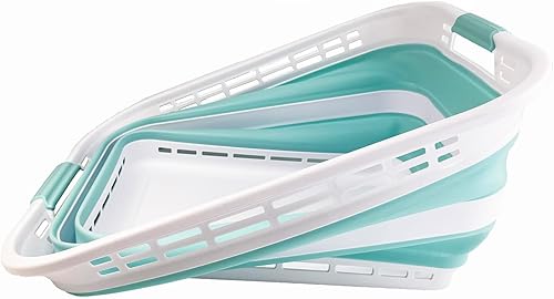 Miniatura 3 de SAMMART Cesto plegable de plástico para la ropa sucia de 42L (11 galones), contenedor de almacenamiento plegable, cesta de lavandería portátil,