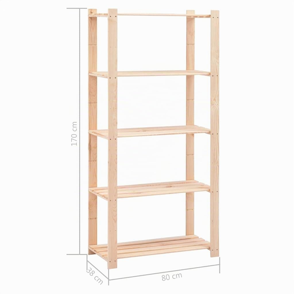vidaXL Estantería de Almacenaje con 5 Niveles 250 Kg Estante Madera de Pino Maciza