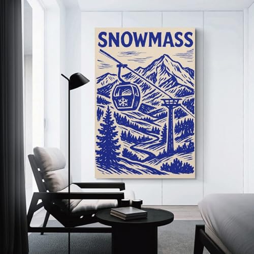 Tableau sur toile Snowmass Ski Resort Vintage décoration murale de maison 50x75cm