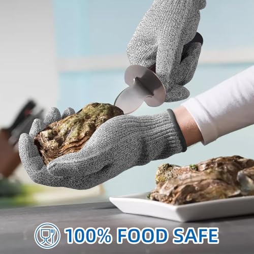 Image of TEKCOOL Safety Industrial Gloves Anti Cut Resistant Level 5 Protection with Elastic Hand Fitting Heavy Duty Working Gloves (Free Size, Grey, 1 Pair)