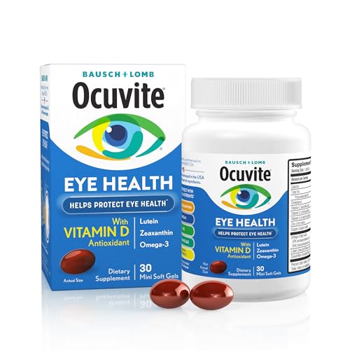Ocuvite Eye Health, Lutein & Zeaxanthin Supplement, Eye Vitamin with Antioxidant Vitamin D, Vitamin C, E & Omega-3, Helps Protect Eye Health, 30 Softgels
