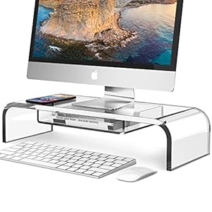 DeskLogics Monitorständer aus Acryl mit Schublade