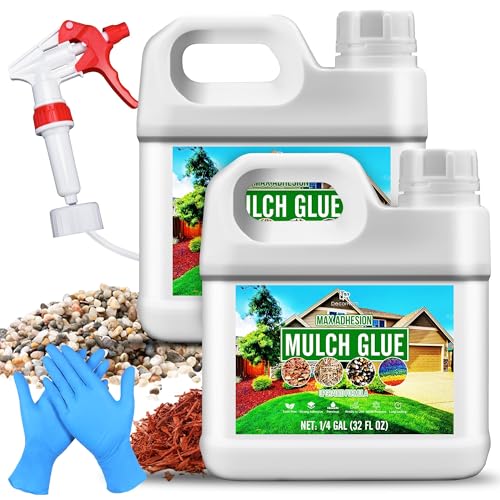 Colla per Ghiaia – Concentrata Colla per Pacciamatura, Pronta All'uso per Incollare Ghiaia, Corteccia, Pietre, colla per ghiaia in resina con applicatore per sentieri da giardino, sconti (2L)