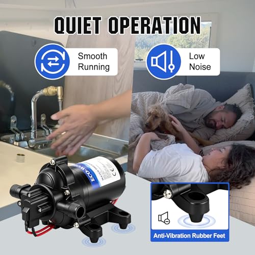 Image of ECO-WORTHY RV Fresh Water Pump 12V DC 3.5GPM 45PSI with Pressure Switch, 12Volt Self Priming Water Pressure Diaphragm Pump On demand for RV Yacht Camper Sprayer Food Truck Black