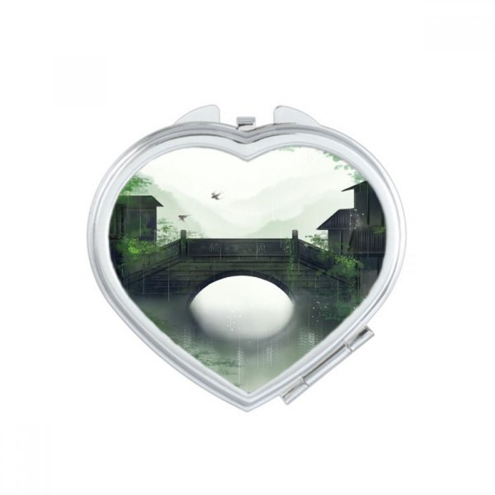 Miroir de poche cadeau mignon en forme de cœur motif floral Wisteria