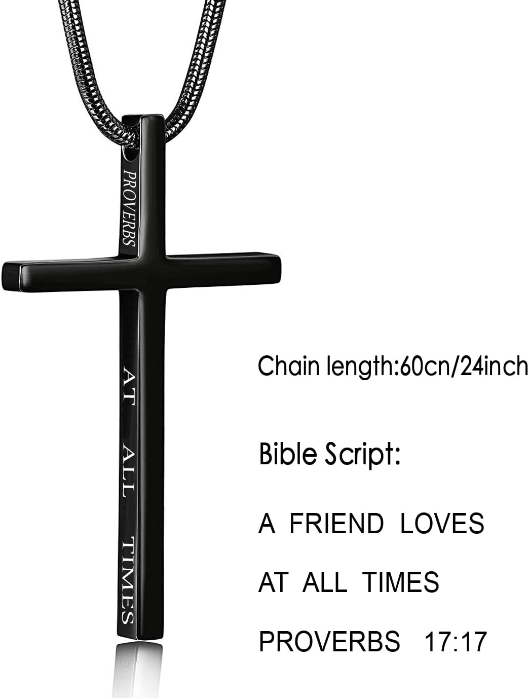 XOYOYZU Cross Necklace for Men Christmas Gift Cross Pendant Strength Bible Verse Stainless Steel Necklaces