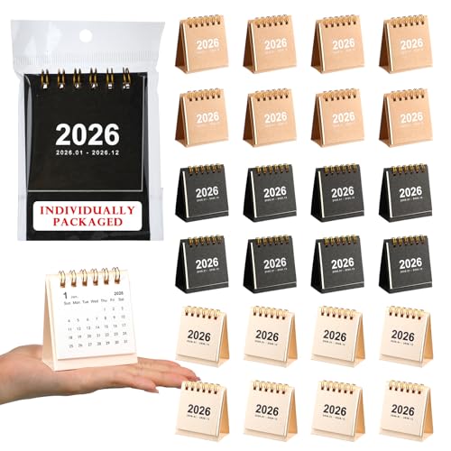 Eaasty Mini Desk Calendar 2026 Bulksmall Standing Flip Small Portable Monthly Desktop Calendar for 2026 Daily Schedule for Coworker Employee Appreciation Gifts for Home Office School(24 Pcs,Classical)