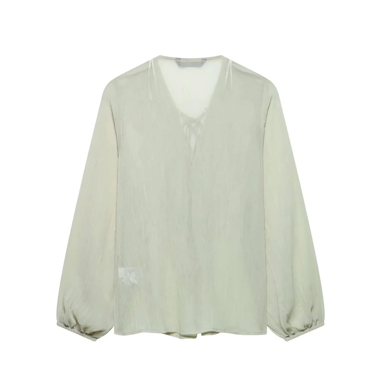 Camicia primaverile a maniche lunghe semi trasparente con decorazione a strati da donna