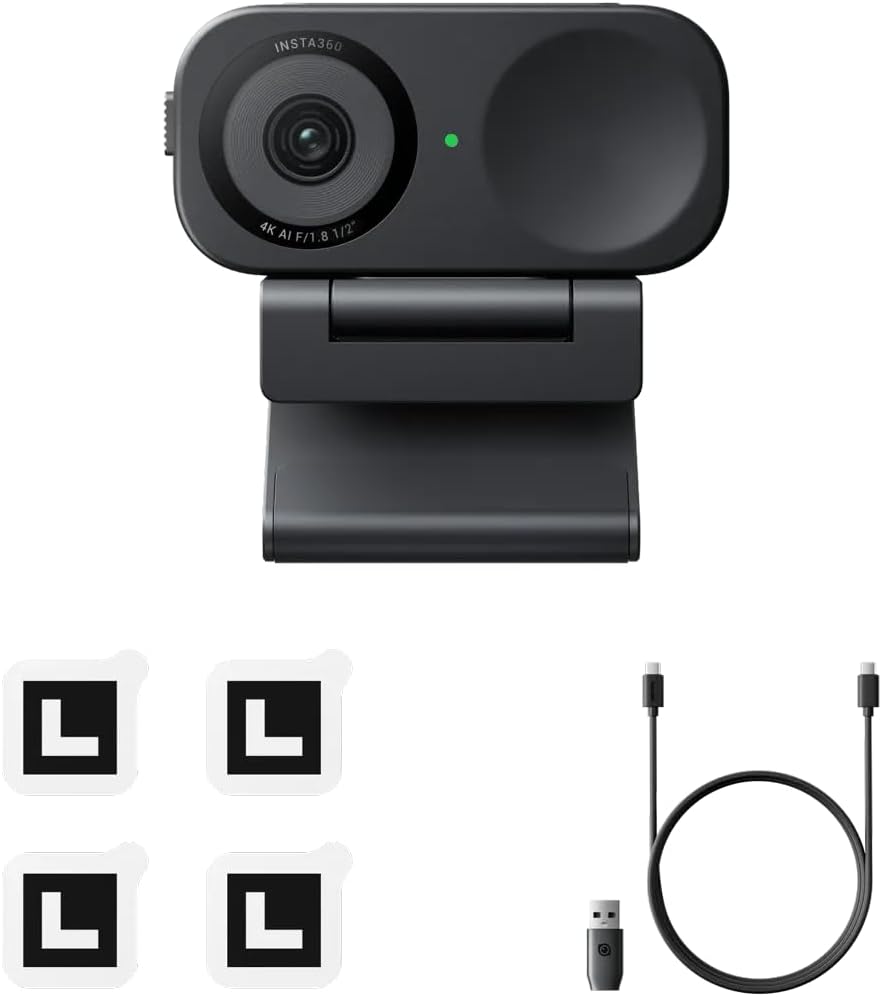 Insta360 Link 2 C AI-Powered 4K Webcam with 1/2" Sensor for Increased Detail, Pro Audio, Gesture Control, HDR, AI Tracking, Deskview and Streamer Mode - Built-in Privacy Protection