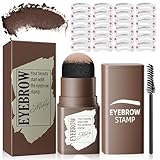 Eyebrow Stamp Kit with 24 Reusable Stencils - Eyebrow Powder Waterproof & Long-Lasting, Brow Powder to Create Natural Hair -Like Brow for All Women (Dark Brown)