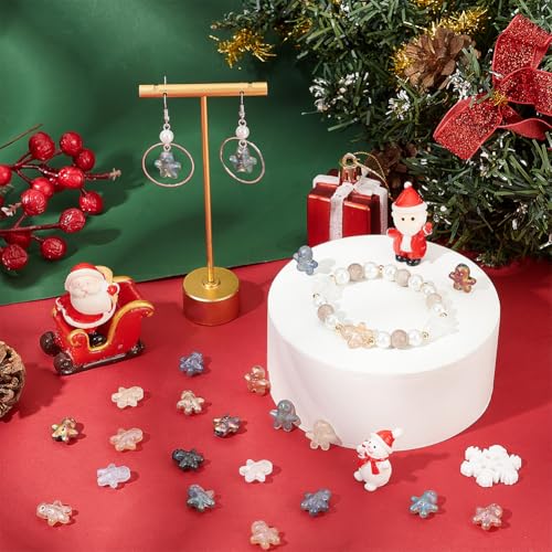 SUNNYCLUE 1 BOX 120PCS Glass Gingerbread Man Beads Christmas Beads Cute Cartoon Xmas Candy Loose Spacer Beads Bulk for jewellery Making Bracelet Beading Kit Christams Gift Party Decor Diy Craft Suppli - Image 4