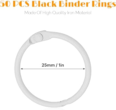 50 Pack 1 Inch Binder Rings, White Book Rings Index Card Ring